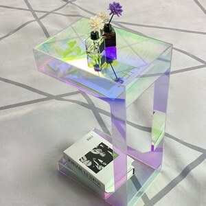  Aurora боковой прозрачный Rainbow стол модный симпатичный интерьер боковой стол обеденный выдвижной ящик имеется акрил материалы 