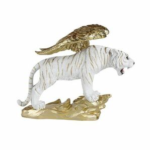 高級 黄金の翼 ホワイトタイガー 白虎 置物 オブジェ インテリア 風水 玄関 大きい 引越し祝い 贈り物 動物 彫刻 おしゃれ 干支 北欧 金