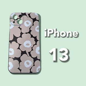 iPhone13 大人女子 マリメッコ 茶色ソフトケース ピュア ミニウニッコ