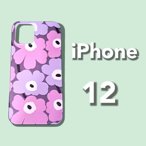 iPhone12 ピンク マリメッコ フラワー ソフトケース ミニウニッコ