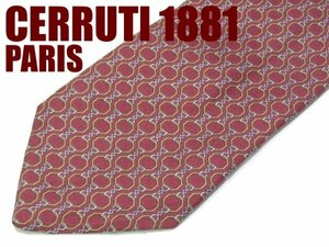 D 315 セルッティ CERRUTI 1881 PARIS ネクタイ 赤系 チェーン プリント