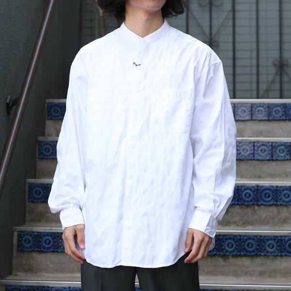 USA VINTAGE GEOFFREY BEENE BAND COLLAR COTTON SHIRT/アメリカ古着バンドカラーコットンシャツ