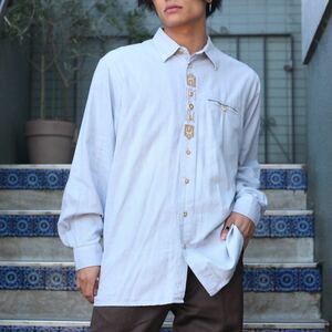 EU VINTAGE EMBROIDERY GIMMICK DESIGN TYROLEAN SHIRT/ヨーロッパ古着刺繍ギミックデザインチロリアンシャツ