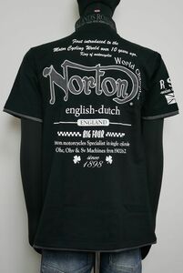 新品正規 Norton ノートン フェイクレイヤード天竺ポロシャツ 232N1232 半袖ポロ トップス 黒L
