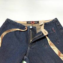 【美品】IODICE JEANS　ウエスト紐付き　裾刺繍　ベルボトム　デニムパンツ インディゴ L イオディーチェ ジーンズ フレア ワイド_画像7