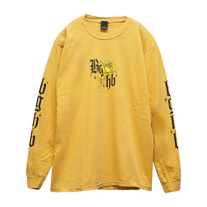 バガーチ BAGARCH ヴィンテージローズロングスリーブＴシャツ ストリート ヒップホップ BH-1506 VINTAGE ROSE-LTS MUSTARD