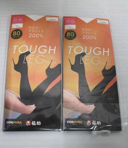 15 04063 ☆ フクスケ TOUGH LEG プレーンショートタイツ80D 2足組 22～25cm ディープネイビー レディース【アウトレット品】