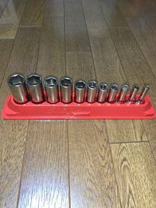 中古品　スナップオン Snap-on ディープソケット11Pセット インチ 差込3/8 6角 6ポイント