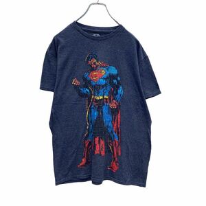 SUPERMAN 半袖 プリント Tシャツ M ネイビー スーパーマン アメコミ キャラクター 古着卸 アメリカ仕入 a504-6501