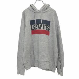 Levi's プリント スウェットトレーナー L ライトグレー リーバイス フーディ ポケット 古着卸 アメリカ仕入 a505-5241