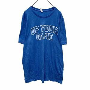 CANVAS 半袖 プリント Tシャツ XL～ ライトブルー ホワイト UP YOUR GAME ビッグサイズ 古着卸 アメリカ仕入 a505-5660