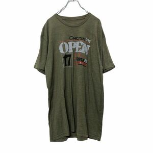 半袖 プリントTシャツ XXLサイズ位 ビッグサイズ カーキ グリーン 古着卸 アメリカ仕入れ a406-6292