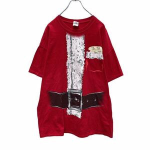 GILDAN 半袖 プリント Tシャツ XL レッド サンタ プリント クリスマス ユニーク ビッグサイズ 古着卸 アメリカ仕入 a505-5921