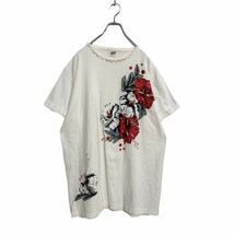 anvil 半袖 Tシャツ ウィメンズ XL ホワイト 花 USA製 レトロ 古着卸 アメリカ仕入れ a406-5378_画像1