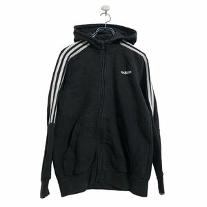 adidas プリント スウェット パーカー キッズ L ブラック アディダス ジップアップ ワンポイントロゴ 古着卸 アメリカ仕入 a505-6320