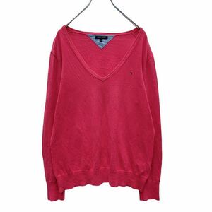 TOMMY HILFIGER コットン ニット セーター ウィメンズ XL ピンク ロゴ トミーヒルフィガー 古着卸 アメリカ仕入れ a411-5061