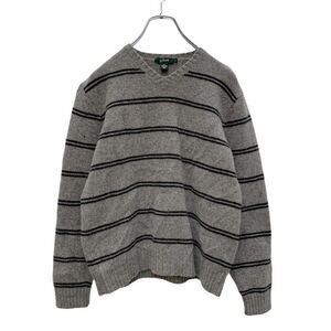 J.CREW ニット セーター ウィメンズ L グレー ブラック ボーダー ジェイクルー ウールニット 古着卸 アメリカ仕入れ a412-5778