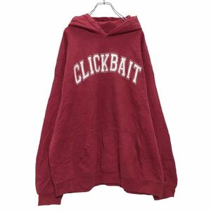 CLICKBAIT プリント スウェットトレーナー 3L レッド ホワイト クリックベイト ビッグサイズ ポケット 古着卸 アメリカ仕入 a505-6582