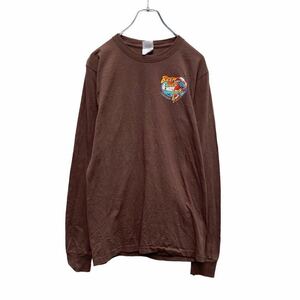 FRUIT of the LOOM 長袖 プリント Tシャツ S ブラウン BREW THRU フルーツオブザルーム ロンT 古着卸 アメリカ仕入 a505-6918