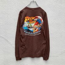 FRUIT of the LOOM 長袖 プリント Tシャツ S ブラウン BREW THRU フルーツオブザルーム ロンT 古着卸 アメリカ仕入 a505-6918_画像4