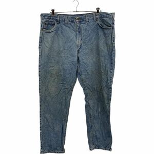 Carhartt デニムパンツ W46 カーハート ライトブルー ロゴ ビッグサイズ 古着卸 アメリカ仕入 2305-151