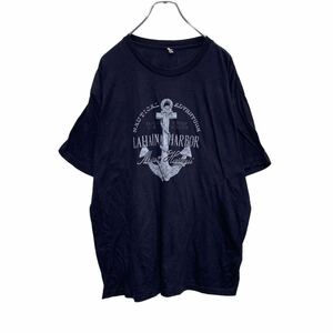 半袖 プリント Tシャツ XL ネイビー ホワイト イカリ 錨 ビッグサイズ マリンプリント 古着卸 アメリカ仕入 a505-5586