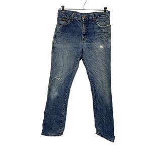 Wrangler デニムパンツ W34 ラングラー ブルー ダメージ 古着卸 アメリカ仕入 2305-1061