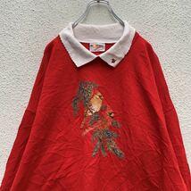 MORNING SUN レイヤードネック スウェット トレーナー ウィメンズ 3XL～ レッド プリント レトロ 80s 90s 古着卸 アメリカ仕入れ a405-5110_画像2