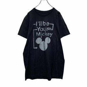 Disney 半袖 プリント Tシャツ L ブラック ミッキーマウス シルエット キャラクター ディズニー 古着卸 アメリカ仕入 a505-6138