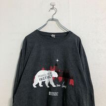 FRUIT OF THE LOOM 長袖 プリント Tシャツ L グレー フルーツオブザルーム ロンT ロングTシャツ 白熊 古着卸 アメリカ仕入 a505-6292_画像2