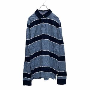 TOMMY HILFIGER 長袖 ボーダー ポロシャツ Lサイズ トミーヒルフィガー 古着卸 アメリカ仕入 a505-6551