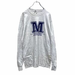 GILDAN 長袖プリントTシャツ Mサイズ ギルダン M ロンT グレー 古着卸 アメリカ仕入 a505-6605