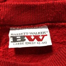 BASSETT-WALKER プリント スウェットトレーナー L レッド アメリカ製 テディベア サンタ帽 ライト 古着卸 アメリカ仕入 a505-6687_画像8