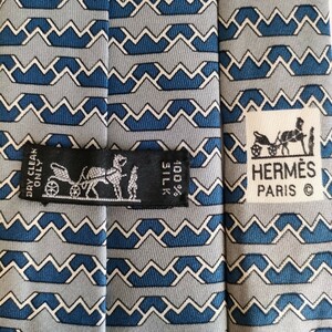 エルメス（HERMES）ネイビーグレーH柄ネクタイ