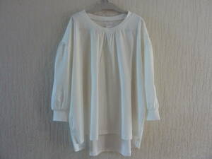 *ba Rune manner sleep * blouse * collar & sleeve . rib attaching * lady's size L* white * feel of highest * comfortable eminent * easily have on * new goods unused tag attaching *