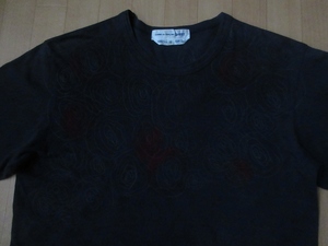 00's トルコ製 COMME des GARCONS SHIRT 2004AW ドローイング Tシャツ M ネイビー コムデギャルソン CDG 花 花柄 フラワー 半袖 カットソー