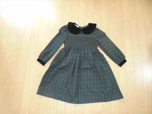 Bonnie Jean(bo knee Gene )* navy blue green check. on goods One-piece, dress *6 -years old 