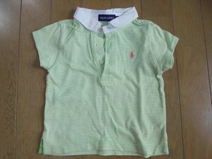  Ralph Lauren * white collar yellow green border short sleeves shirt,na excepting *80