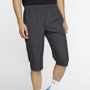 NIKE ウーブン 3/4 ハーフパンツ グレー L ナイキ パンツ ドライフィット トレーニング ワークアウト テニス 灰 黒 CJ7673-060