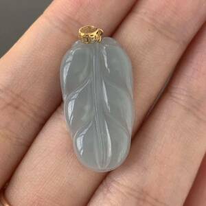 book@.. pendant k18 Myanma production luck leaf less .. less coloring ice kind jade affordable goods gift present 