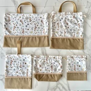 【受注生産】手書き風うさちゃん レッスンバッグ ハンドメイド 靴袋