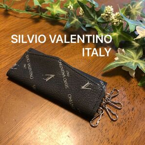 SILVIO VALENTINO ITALY キーケース 4連 シルビオ バレンチノ 黒 革