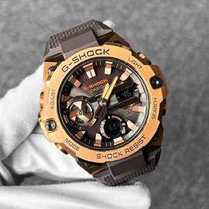 【激レア/国内正規/純正BOX/保証書/取説】カシオ G-SHOCK G-STEEL GST-B400 黒茶 ブラウンゴールド タフソーラー Bluetooth モバイルリンク