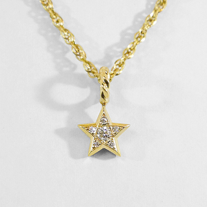 SJX DIAMOND STAR CHARM K18 YG 6ZC0136 diamond pendant necklace tops ta- star Gold jewelry men's lady's 