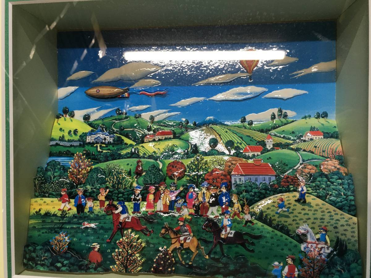 BIN KASHIWA Arte 3D Carreras de caballos Pintura de paisaje ecuestre Pintura antigua Serigrafía Hokkaido Realismo Hermoso que Yamagata considera su maestro Arriba de James Rizzi, obra de arte, imprimir, litografía, litografía