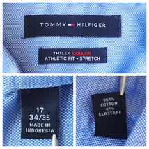 ☆送料無料☆ TOMMY HILFIGER トミーヒルフィガー USA直輸入 古着 長袖 無地 THFLEX シャツ メンズ 17 ブルー トップス 中古 即決_画像7