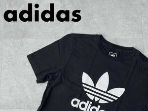 ☆送料無料☆ adidas アディダス USA直輸入 古着 半袖 ロゴ トレフォイル Tシャツ キッズ ジュニア XL ブラック トップス 中古 即決