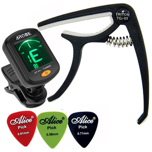 * clip type compact tuner & capo (BLACK)& pick (3 sheets )