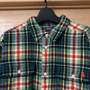 ラルフローレン RALPH LAUREN チェック柄 ネルシャツ POLO 長袖シャツ　シャツ　コットン 美品　ボーイズ　チェック