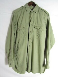 60年代製　Caledon Shirts Co マチ付き　エポーレットシャツ　15 1/2-35 Mサイズ　カーキ　コットン　カナダヴィンテージ